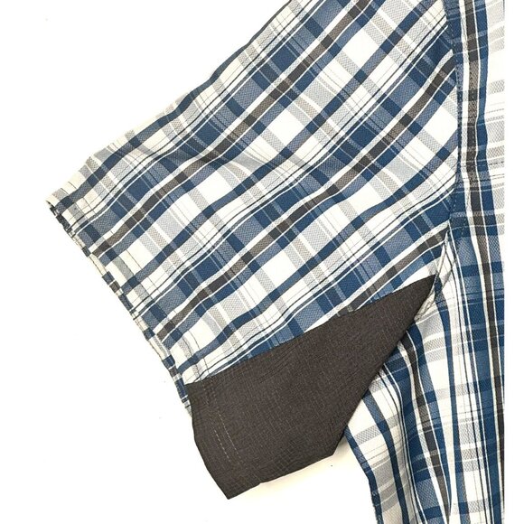 Wrangler Mens Shirt Outdoor Series Short Sleeve Vented Regular Fit Blue Plaid XL - Picture 4 of 11